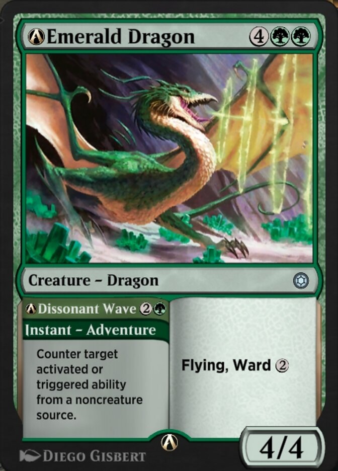 Magic the Gathering Card - A-Emerald Dragon // A-Dissonant Wave - MTG Circle