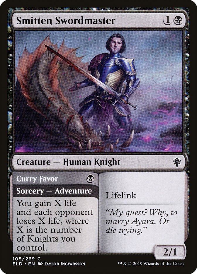 Magic the Gathering Card - Smitten Swordmaster // Curry Favor - MTG Circle