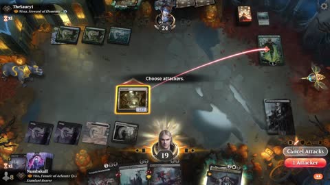 Watch MTG Arena Video Replay - Vito, Fanatic of Aclazotz by Numbskull VS Nissa, Steward of Elements by TheSaucy1 - Historic Brawl