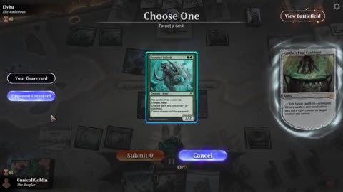 Watch MTG Arena Video Replay - Temur Cauldron by CunicoliGoblin VS Mono Green Aggro by Elyhu - Standard Play
