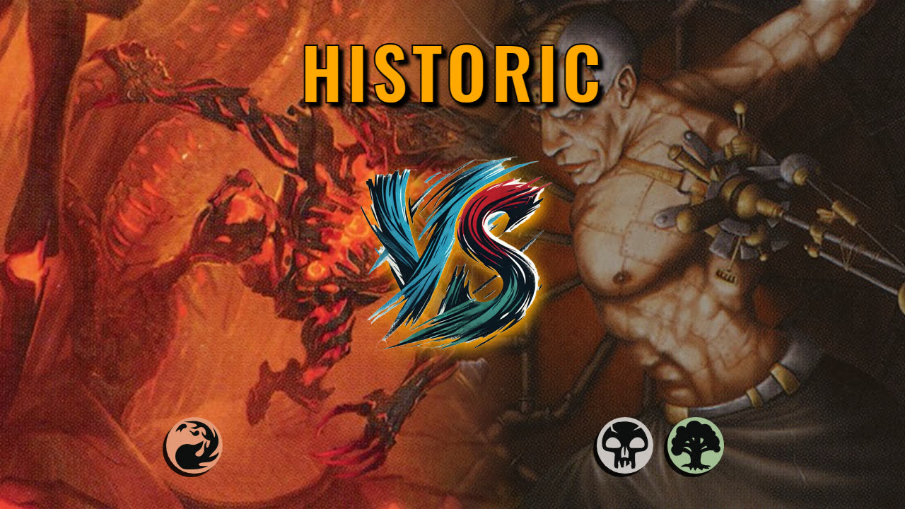 Watch MTG Arena Historic Video - Mono Red Aggro by CunicoliGoblin VS Golgari Midrange by GriffinMTG - 39343b