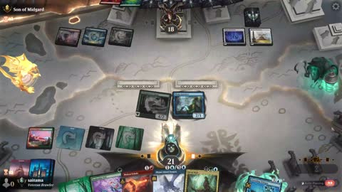 Watch MTG Arena Video Replay - UBRG Midrange by saitama VS UBRG Midrange by Son of Midgard - Premier Draft Ranked