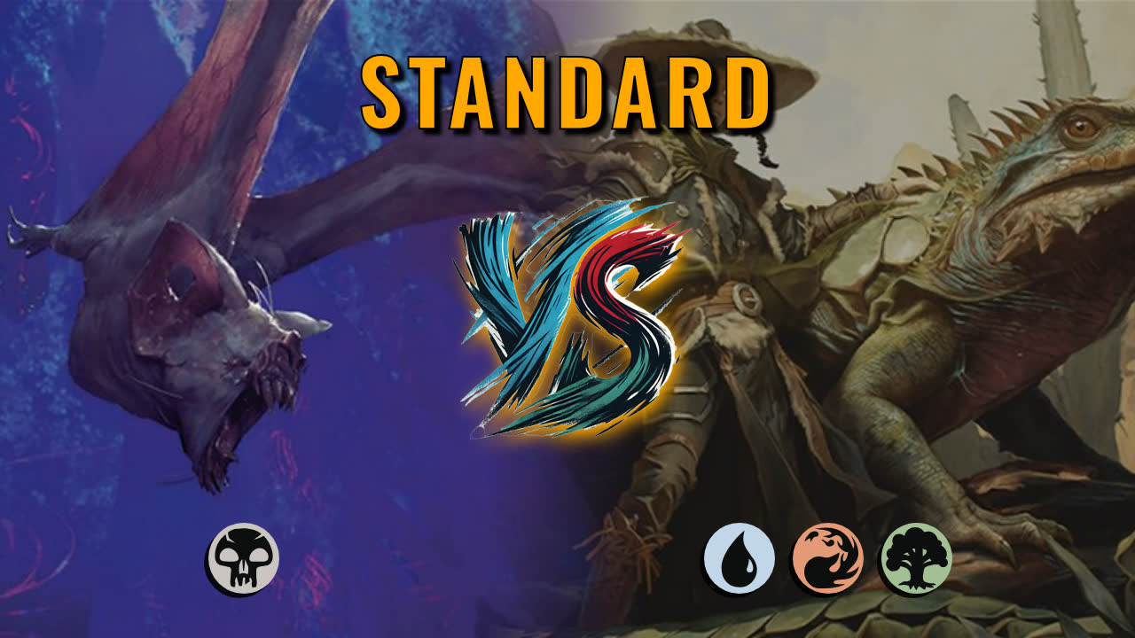 Watch MTG Arena Standard Video - Mono Black Aggro by Numbskull VS Temur Midrange by ISeeTheDraw - b4388e
