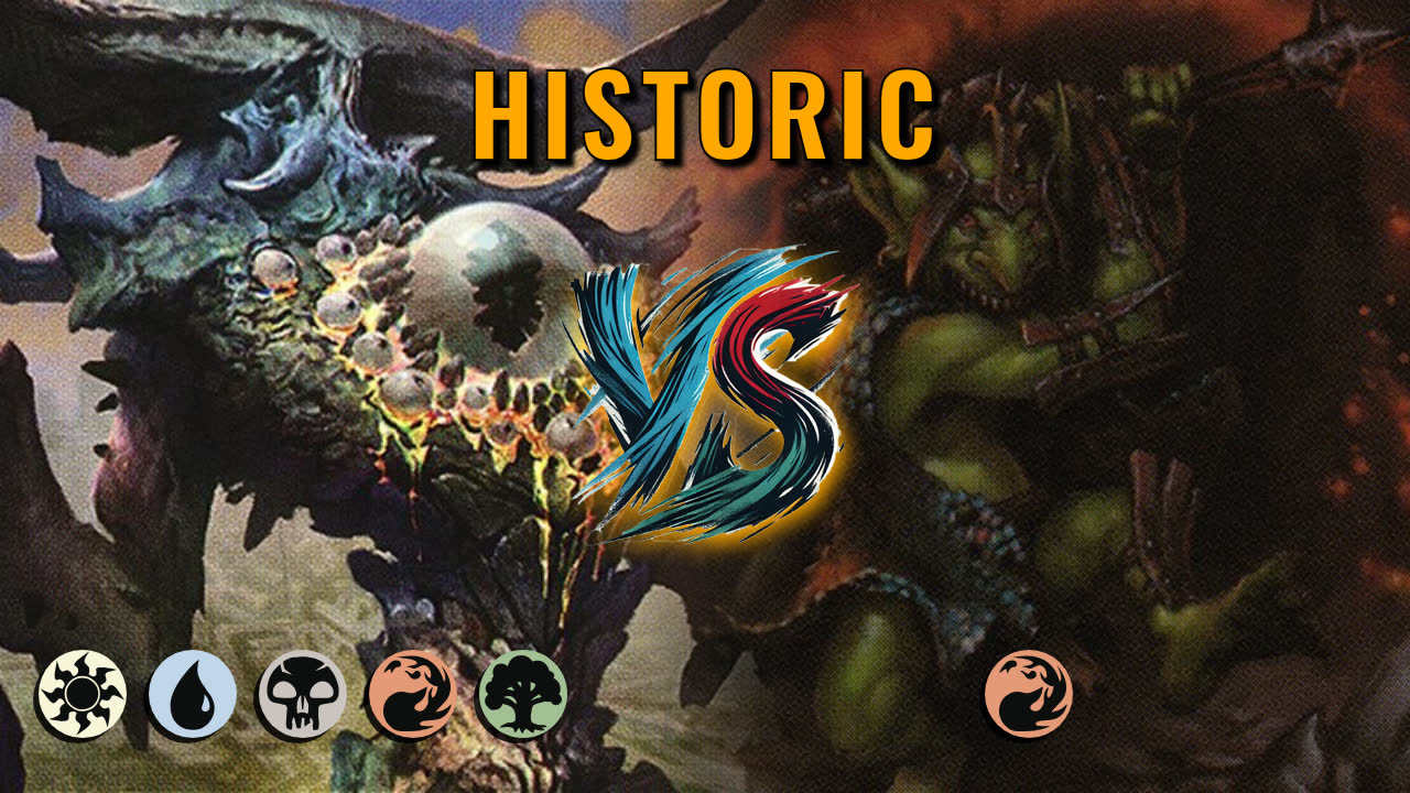 Watch MTG Arena Historic Video - 5 Color Midrange by CunicoliGoblin VS Mono Red Aggro by cek - db697c