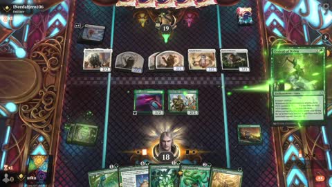 Watch MTG Arena Video Replay - Mono Green Aggro by utku VS Mono White Aggro by INeedaHero106 - Standard Ranked