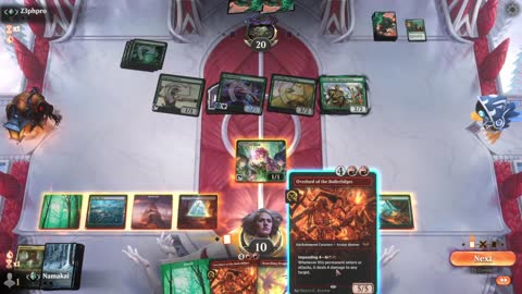 Watch MTG Arena Video Replay - Temur Midrange by Namakai VS Mono Green Aggro by Z3phpro - Traditional Standard Ranked