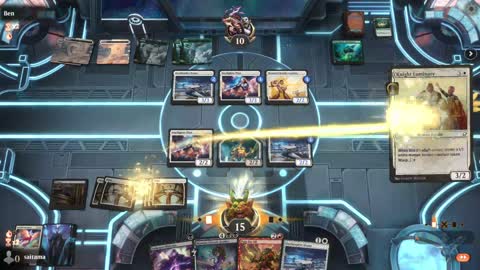 Watch MTG Arena Video Replay - 5 Color Midrange by saitama VS Selesnya Aggro by Ben - Arena Direct - Traditional Sealed