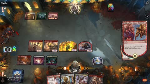Watch MTG Arena Video Replay - Rakdos Aggro by CunicoliGoblin VS Naya Midrange by Waldo - Traditional Historic Play