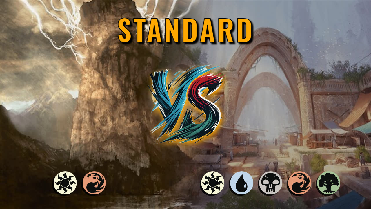 Watch MTG Arena Standard Video - Boros Aggro by CunicoliGoblin VS 5 Color Midrange by Shaggyriver283 - 169144