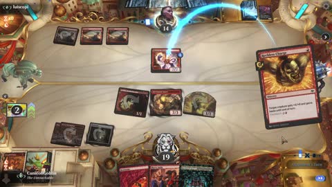 Watch MTG Arena Video Replay - Mono Red Aggro by CunicoliGoblin VS Mono Red Aggro by luiscopi - Traditional Historic Ranked