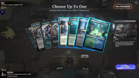 Watch MTG Arena Video Replay - Derevi, Empyrial Tactician by saitama VS Merry, Esquire of Rohan by fjbp - Historic Brawl