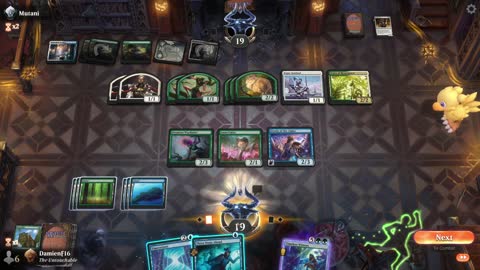 Watch MTG Arena Video Replay - Sultai Midrange by DamienF16 VS Selesnya Midrange by Mutani - Arena Cube Draft