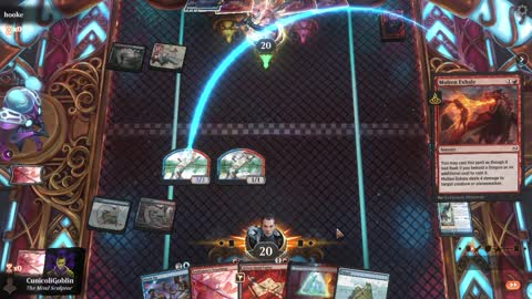 Watch MTG Arena Video Replay - Izzet Midrange by CunicoliGoblin VS 5 Color Aggro by hooke - Alchemy Event
