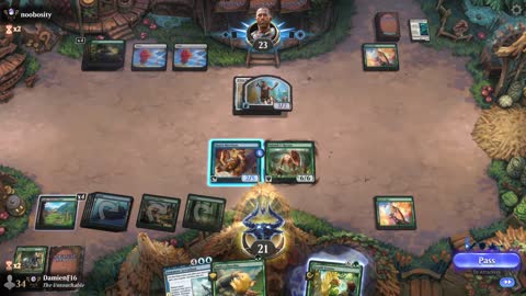 Watch MTG Arena Video Replay - Simic Midrange by DamienF16 VS Selesnya Midrange by noobosity - Premier Draft