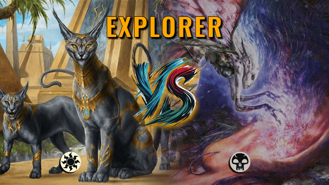 Watch MTG Arena Explorer Video - Mono White Aggro by Khat VS Mono Black Midrange by Cyclops - e1e917