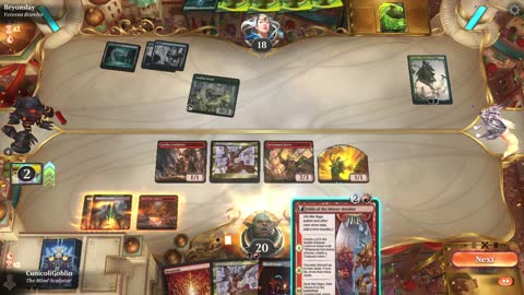 Watch MTG Arena Video Replay - Rakdos Aggro by CunicoliGoblin VS Simic Midrange by Beyonslay - Traditional Historic Play