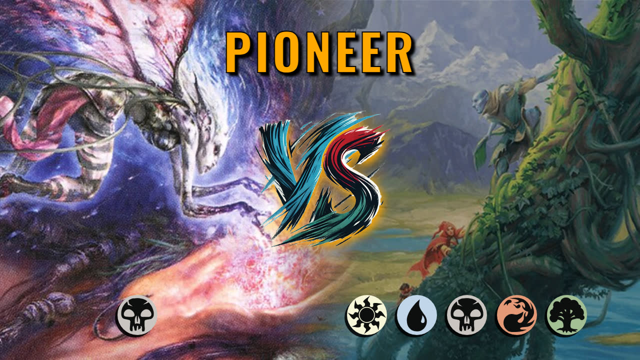 Watch MTG Arena Pioneer Video - Mono Black Midrange by Numbskull VS 5 Color Control by River - 39b177