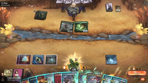 Watch MTG Arena Video Replay - Jeskai Midrange by CunicoliGoblin VS Mono Green Midrange by Tychan - Alchemy Play