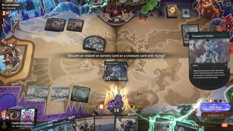 Watch MTG Arena Video Replay - Izzet Midrange by CunicoliGoblin VS Izzet Aggro by Bizzarroman - Standard Event