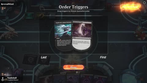 Watch MTG Arena Video Replay - Mono Black Aggro by Numbskull VS Sultai Aggro by ReversalWizrd - Prerelease Standard Bo1 EOE