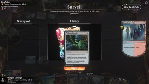 Watch MTG Arena Video Replay - Borborygmos and Fblthp by Warped Concept VS Tamiyo, Field Researcher by DataSailor - Historic Brawl