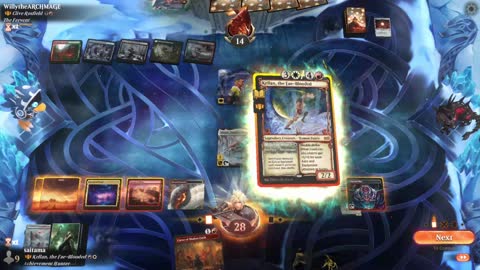 Watch MTG Arena Video Replay - Kellan, the Fae-Blooded by saitama VS Thrasios, Triton Hero by WillytheARCHMAGE - Historic Brawl