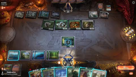 Watch MTG Arena Video Replay - Simic Midrange by DamienF16 VS Simic Midrange by Arie84 - Chromatic Cube Draft
