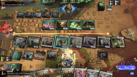 Watch MTG Arena Video Replay - Emmara, Voice of the Conclave by saitama VS Uro, Titan of Nature's Wrath by thag - Historic Brawl