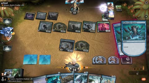 Watch MTG Arena Video Replay - Tamiyo, Inquisitive Student by saitama VS Kinnan, Bonder Prodigy by gefland - MWM Cascade Brawl