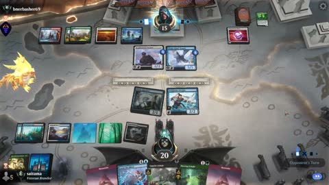 Watch MTG Arena Video Replay - UBRG Midrange by saitama VS Bant Midrange by bnerbasher69 - Premier Draft Ranked