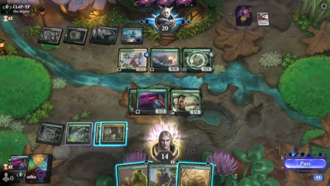 Watch MTG Arena Video Replay - Mono Green Aggro by utku VS Selesnya Midrange by CL4P-TP - Standard Ranked