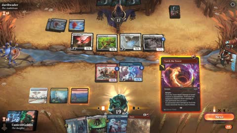 Watch MTG Arena Video Replay - Temur Cauldron by CunicoliGoblin VS Mono White Aggro by darthwader - Standard Play