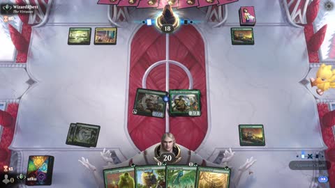 Watch MTG Arena Video Replay - Mono Green Aggro by utku VS 5 Color Aggro by WizardRhett - Standard Ranked