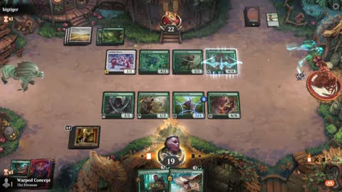 Watch MTG Arena Video Replay - Mono Green Midrange by Warped Concept VS Selesnya Aggro by bigtiger - MWM Standard Pauper