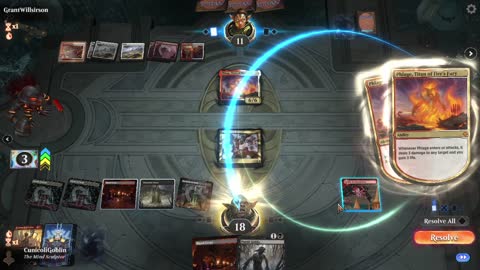 Watch MTG Arena Video Replay - Rakdos Aggro by CunicoliGoblin VS Boros Midrange by GrantWillsirson - Traditional Historic Play