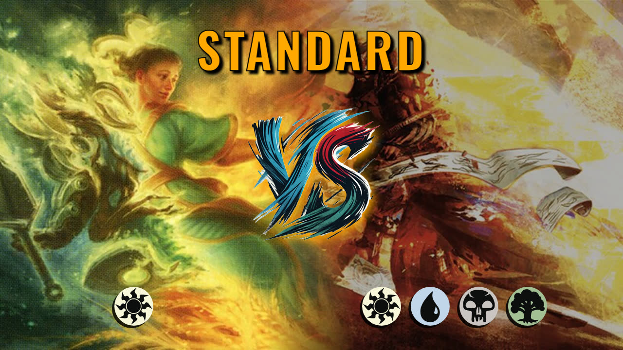 Watch MTG Arena Standard Video - Mono White Midrange by Namakai VS WUBG Midrange by ErhnamPH - 7213f3