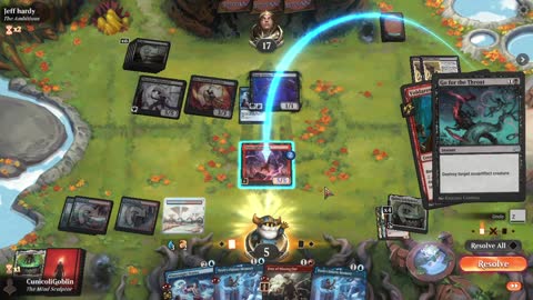Watch MTG Arena Video Replay - Izzet Midrange by CunicoliGoblin VS Mono Black Aggro by Jeff hardy - Standard Event