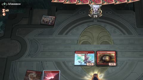 Watch MTG Arena Video Replay - Mono Red Aggro by MTGADailyChallengeOfficial VS Izzet Midrange by k5mnmsw - Traditional Pioneer Ranked