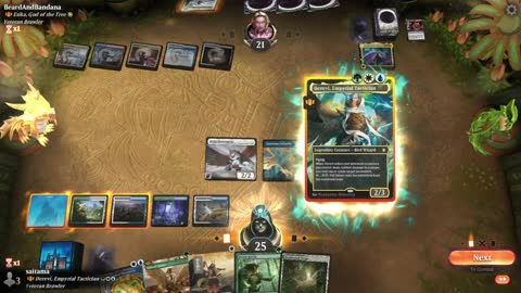 Watch MTG Arena Video Replay - Derevi, Empyrial Tactician by saitama VS Esika, God of the Tree // The Prismatic Bridge by BeardAndBandana - Historic Brawl