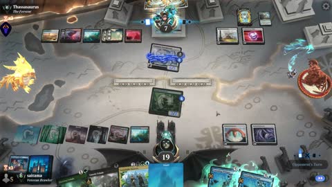 Watch MTG Arena Video Replay - UBRG Midrange by saitama VS 5 Color Midrange by Thassasaurus - Premier Draft Ranked