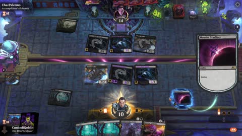 Watch MTG Arena Video Replay - Mono Black Aggro by CunicoliGoblin VS Mono Black Aggro by ChazPalermo - Alchemy Play