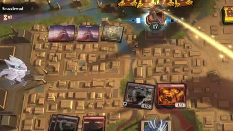 Watch MTG Arena Video Replay - Mono Red Aggro by Khat VS Boros Midrange by Scuzzlewad - Explorer Play