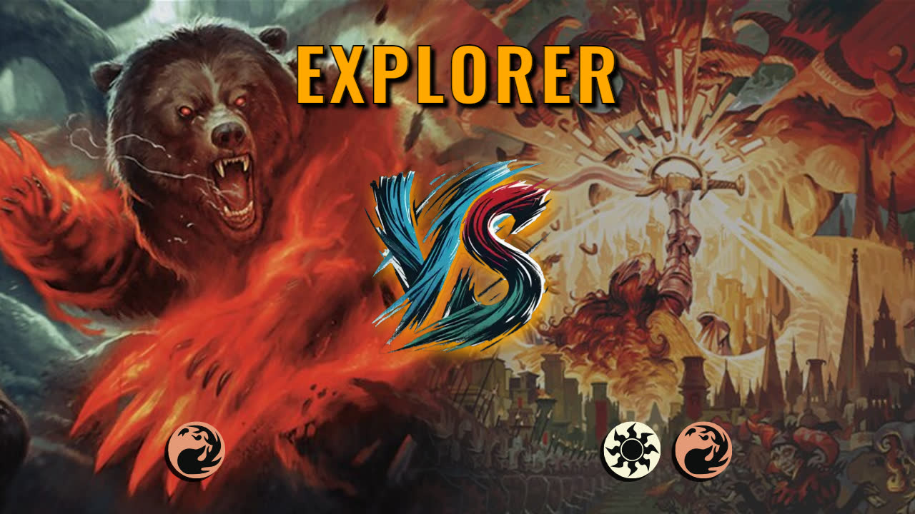 Watch MTG Arena Explorer Video - Mono Red Aggro by Khat VS Boros Midrange by Scuzzlewad - 0d51ef