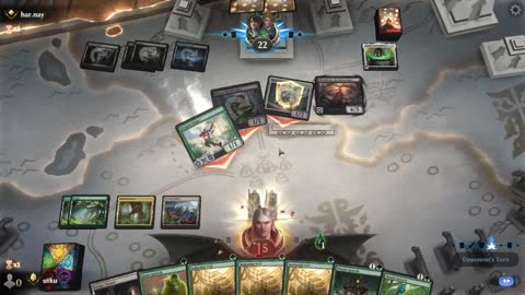 Watch MTG Arena Video Replay - Mono Green Aggro by utku VS Sultai Aggro by har.nay - Standard Ranked