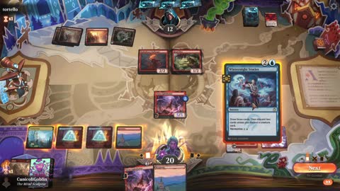 Watch MTG Arena Video Replay - Izzet Midrange by CunicoliGoblin VS Mono Red Aggro by tortello - Standard Event
