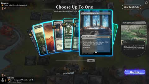 Watch MTG Arena Video Replay - Derevi, Empyrial Tactician by saitama VS Teferi, Who Slows the Sunset by Hannesz - Historic Brawl
