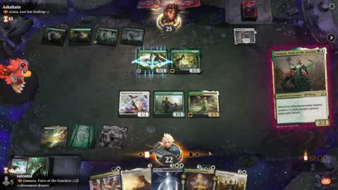 Watch MTG Arena Video Replay - Emmara, Voice of the Conclave by saitama VS Azusa, Lost but Seeking by Askahain - Historic Brawl