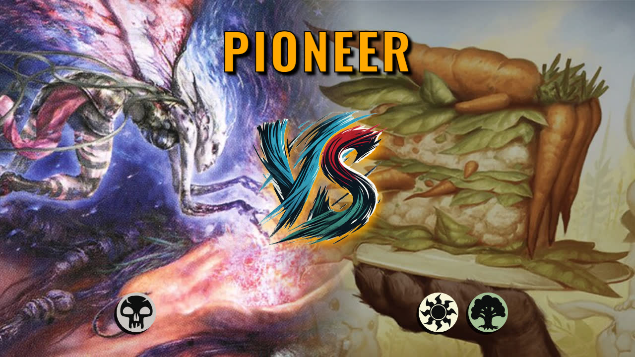 Watch MTG Arena Pioneer Video - Mono Black Midrange by Numbskull VS Selesnya Midrange by Fredderick - 0728f3