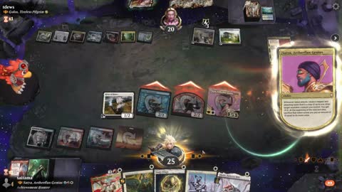 Watch MTG Arena Video Replay - Satya, Aetherflux Genius by saitama VS Golos, Tireless Pilgrim by tdews - Historic Brawl