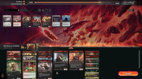 Watch MTG Arena Video Replay - Jund Aggro by CunicoliGoblin VS Mono Red Aggro by Godfrey - Traditional Historic Play